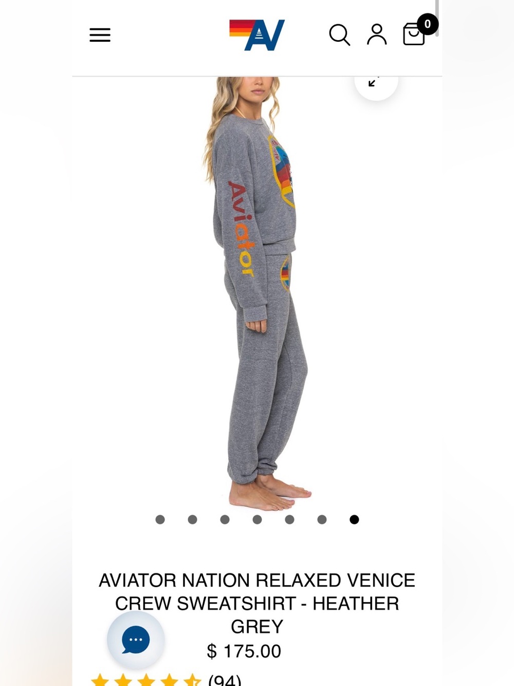 AVIATOR NATION RELAXED VENICE CREW SWEATSHIRT HEATHER GREY Small - Picture 2 of 11